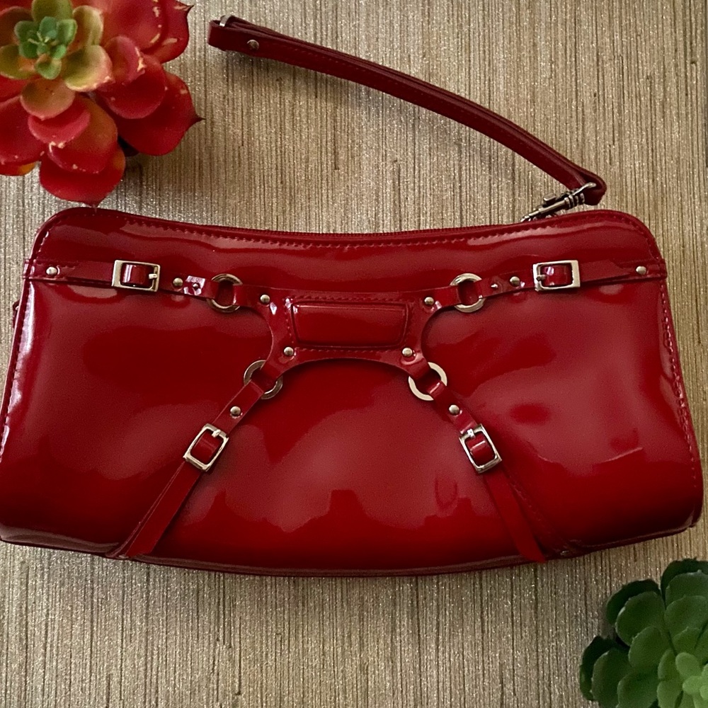 Shiny Red Wristlet Bag